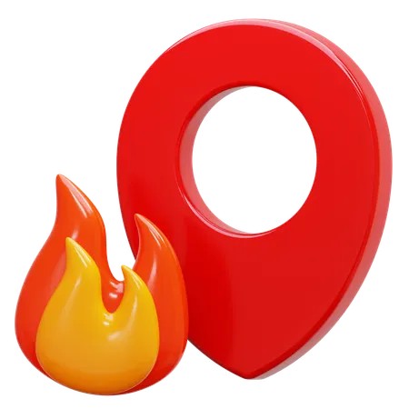 Location Pin With Fire  3D Icon