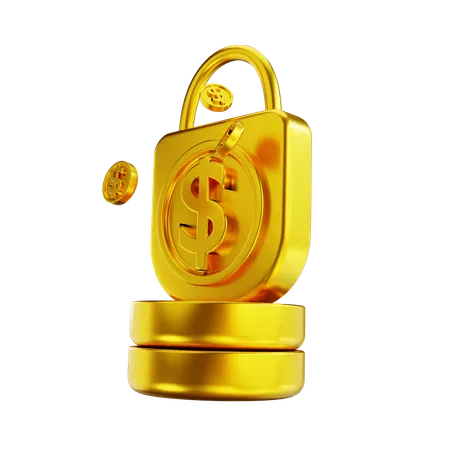 3 D Illustration Golden Coin Lock Confidentiality 3D Illustration