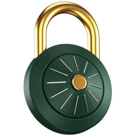 3 D Icon Of A Green And Gold Lock 3D Icon