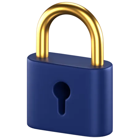 3 D Icon Of A Blue And Gold Lock 3D Icon