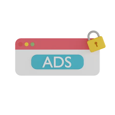 Lock Ads Site  3D Icon