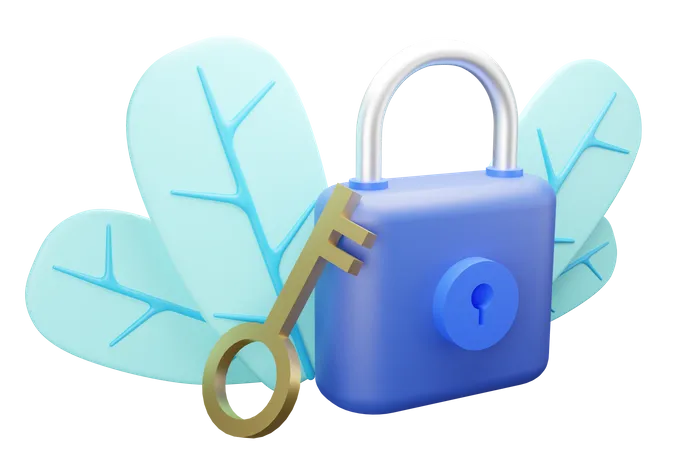 Lock and Key  3D Illustration