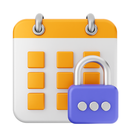 Lock Calendar  3D Icon