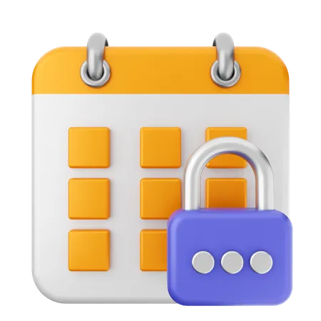 Lock Calendar  3D Icon