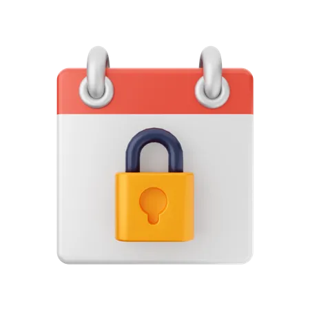 Lock Calendar  3D Icon