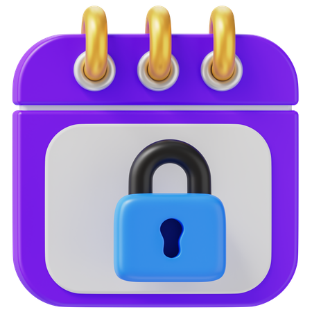 Lock Calendar  3D Icon