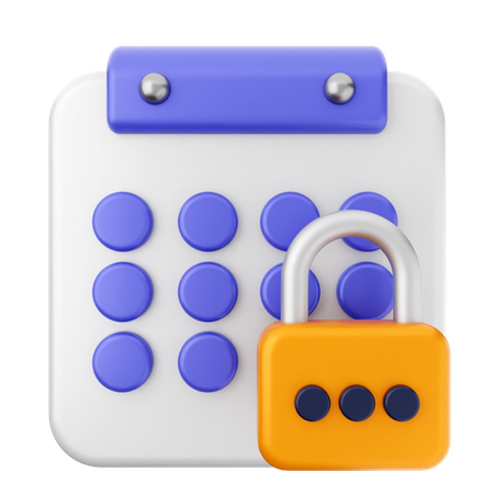 Lock Calendar  3D Icon