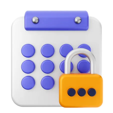 Lock Calendar  3D Icon