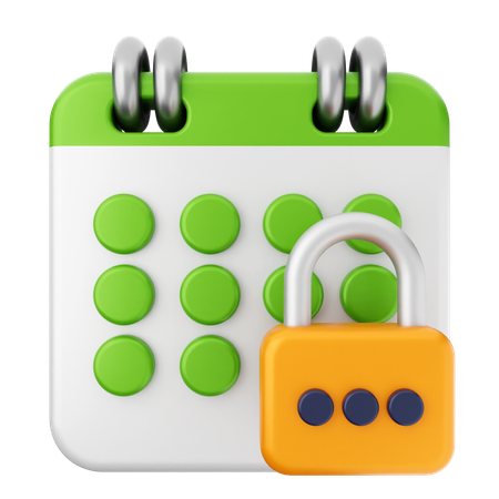 Lock Calendar  3D Icon