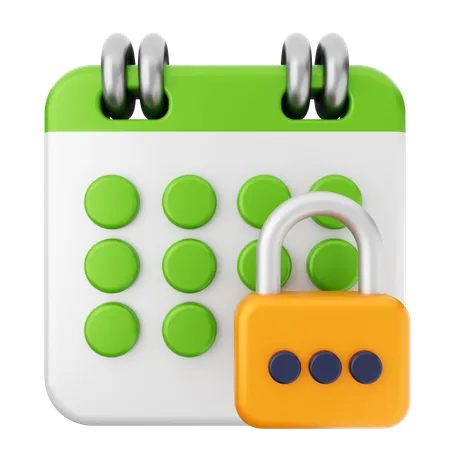 Lock Calendar  3D Icon