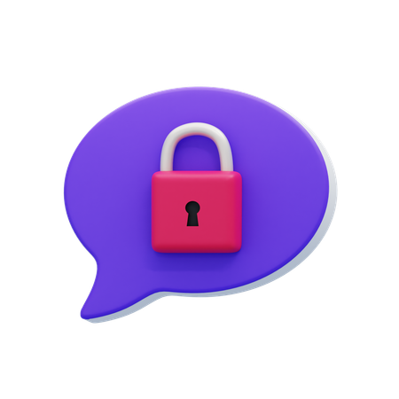 Lock Chat Bubble  3D Icon