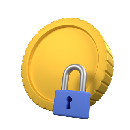 Lock coin  3D Icon
