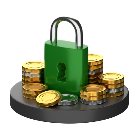 Lock Coins  3D Icon
