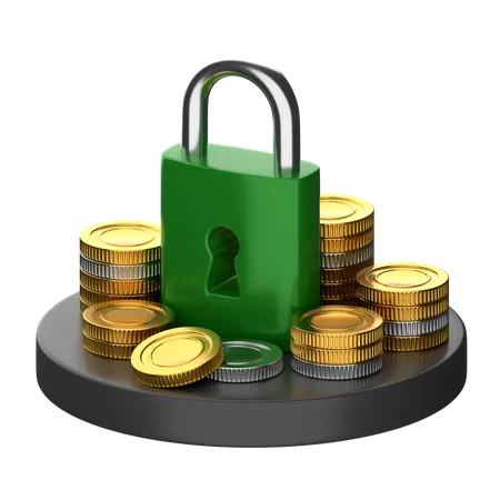 Lock Coins  3D Icon