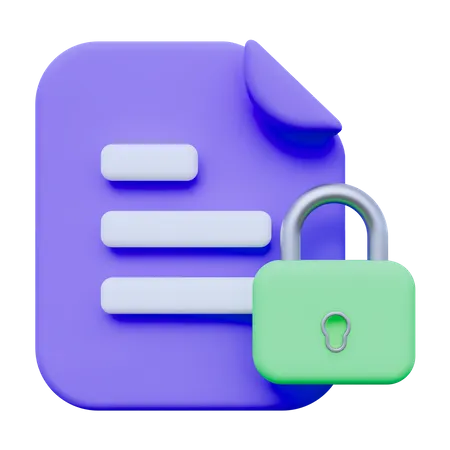 Lock Document  3D Icon