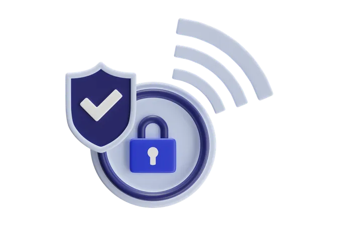 Lock Network Protection  3D Icon