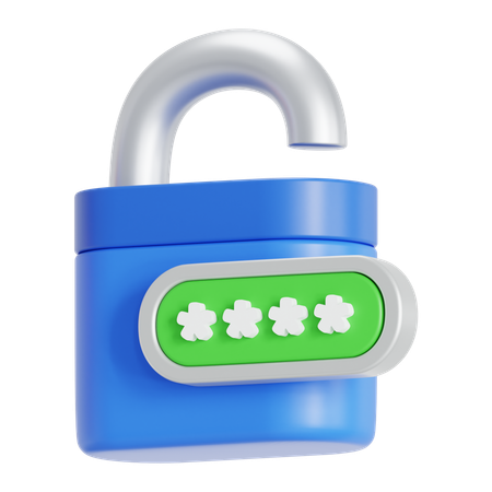 Lock open with password  3D Icon