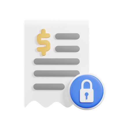 Lock Receipt  3D Icon