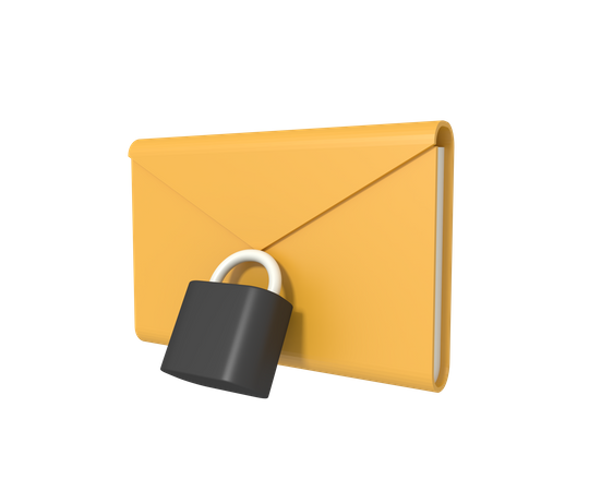 Lock the envelope with a padlock 3D Icon