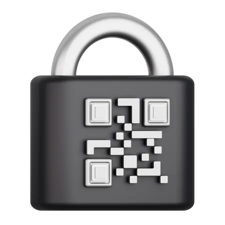 Lock with qrcode  3D Illustration