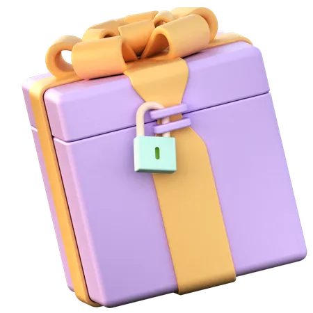 Present Box With Padlock Illustration In 3 D Design 3D Icon