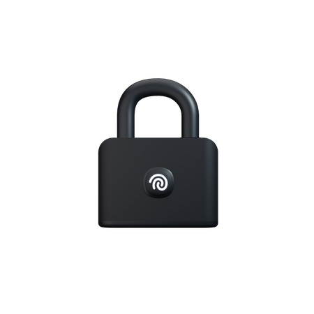 Locked black padlock with fingerprint  3D Icon