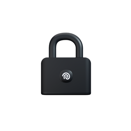 Locked black padlock with fingerprint  3D Icon