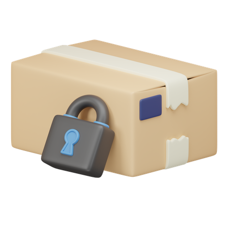 Locked Cardboard Box  3D Icon