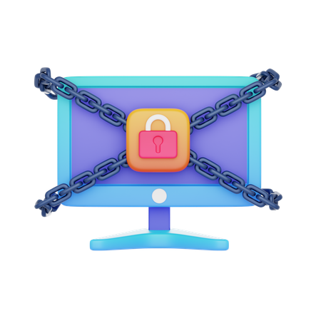 Locked Computer  3D Icon