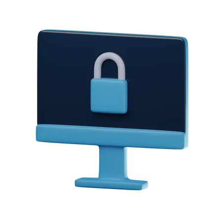 Locked Computer  3D Icon