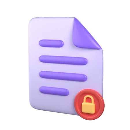 Locked Document 3D Icon