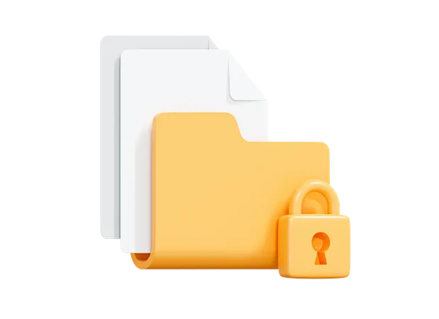 Locked Folder With Documents  3D Icon