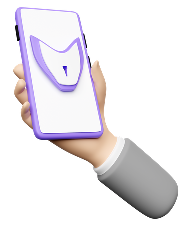 Locked Mobile In Hand  3D Icon