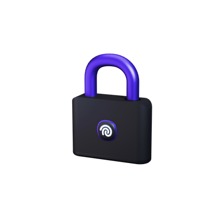 Locked padlock with fingerprint  3D Icon