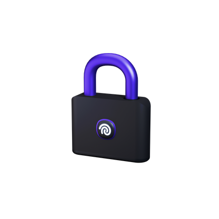 Locked padlock with fingerprint  3D Icon
