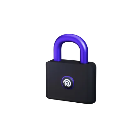 Locked padlock with fingerprint  3D Icon
