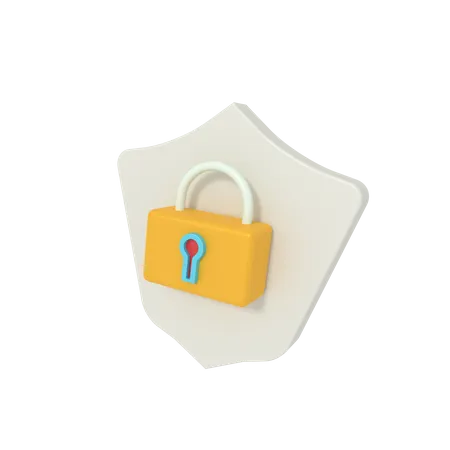 Protection Shield Padlock 3 D Illustration 3D Icon