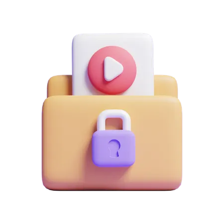 3 D Online File Security Concept Icon Or 3 D Folder Locked Concept Icon 3D Icon