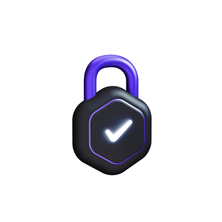 Locked with tick side view accent  3D Icon