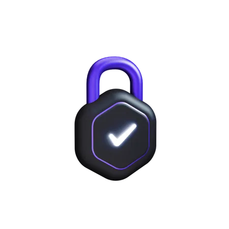 Locked with tick side view accent  3D Icon