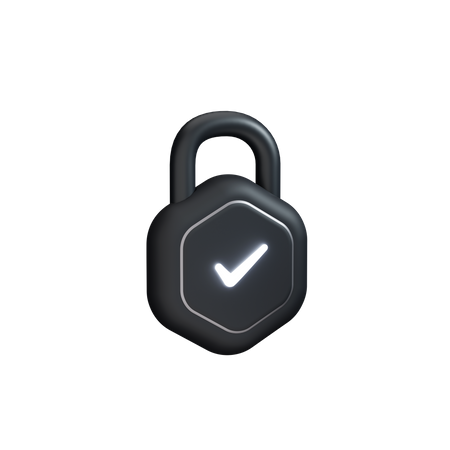 Locked with tick side view clay  3D Icon