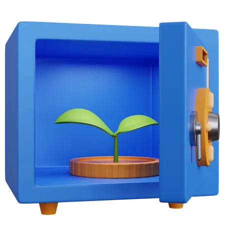 3 D Rendering Leaf Coins In The Safe Isolated 3D Icon