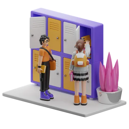 Locker Room Education  3D Illustration