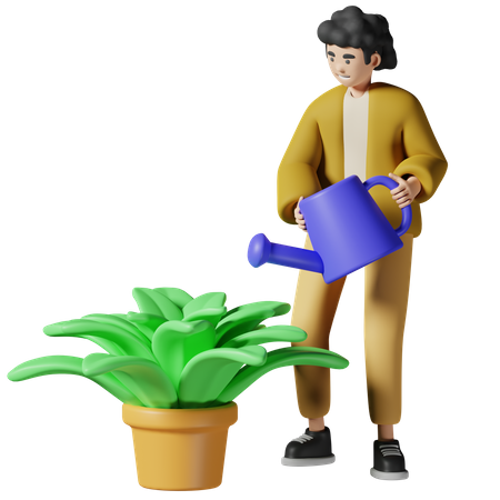 Lockige Frau im Garten  3D Illustration