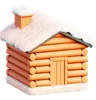 Log Cabin With Snowy Roof