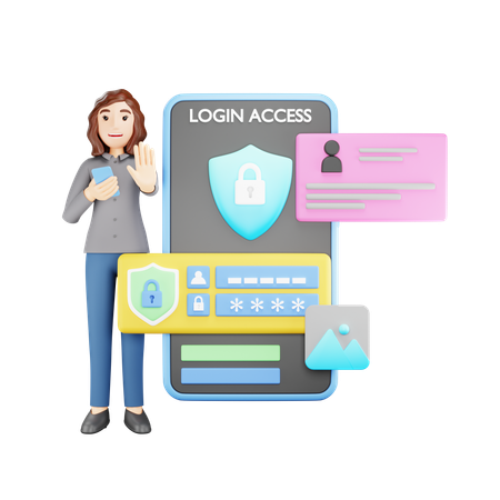 Login access protection  3D Illustration