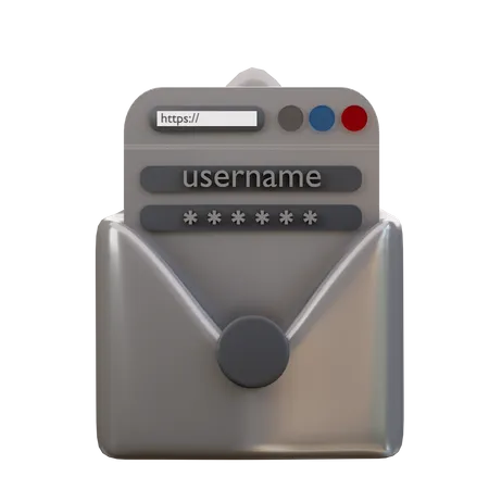 3 D Email Containing Username And Password Icon 3D Icon