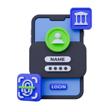 Login Mobile Banking  3D Icon
