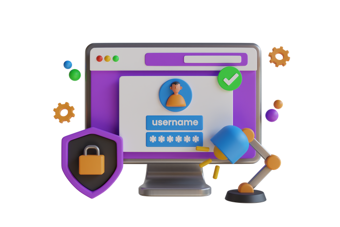 Login password  3D Icon