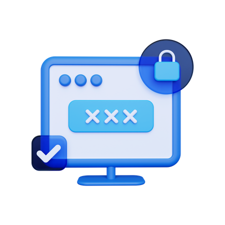 Login Security  3D Illustration